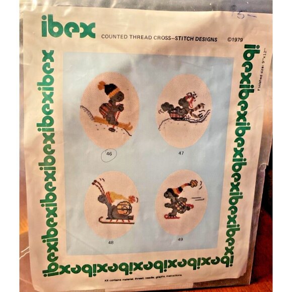 Cross Stitch Kit Ibex 1979 Counted Thread Design Sport Turtle Skiing 46 Vintage - Picture 1 of 4